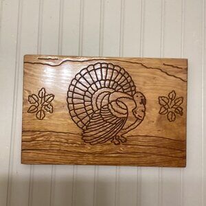 Handcrafted Carving Turkey on Wood Wall Hanging 15" x 10" x 3/4" Farmhouse Decor
